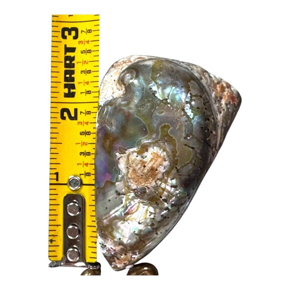 Vintage Miriam Haskell Abalone Snail Shell Necklace Gold & White Beads Statement - Picture 8 of 10